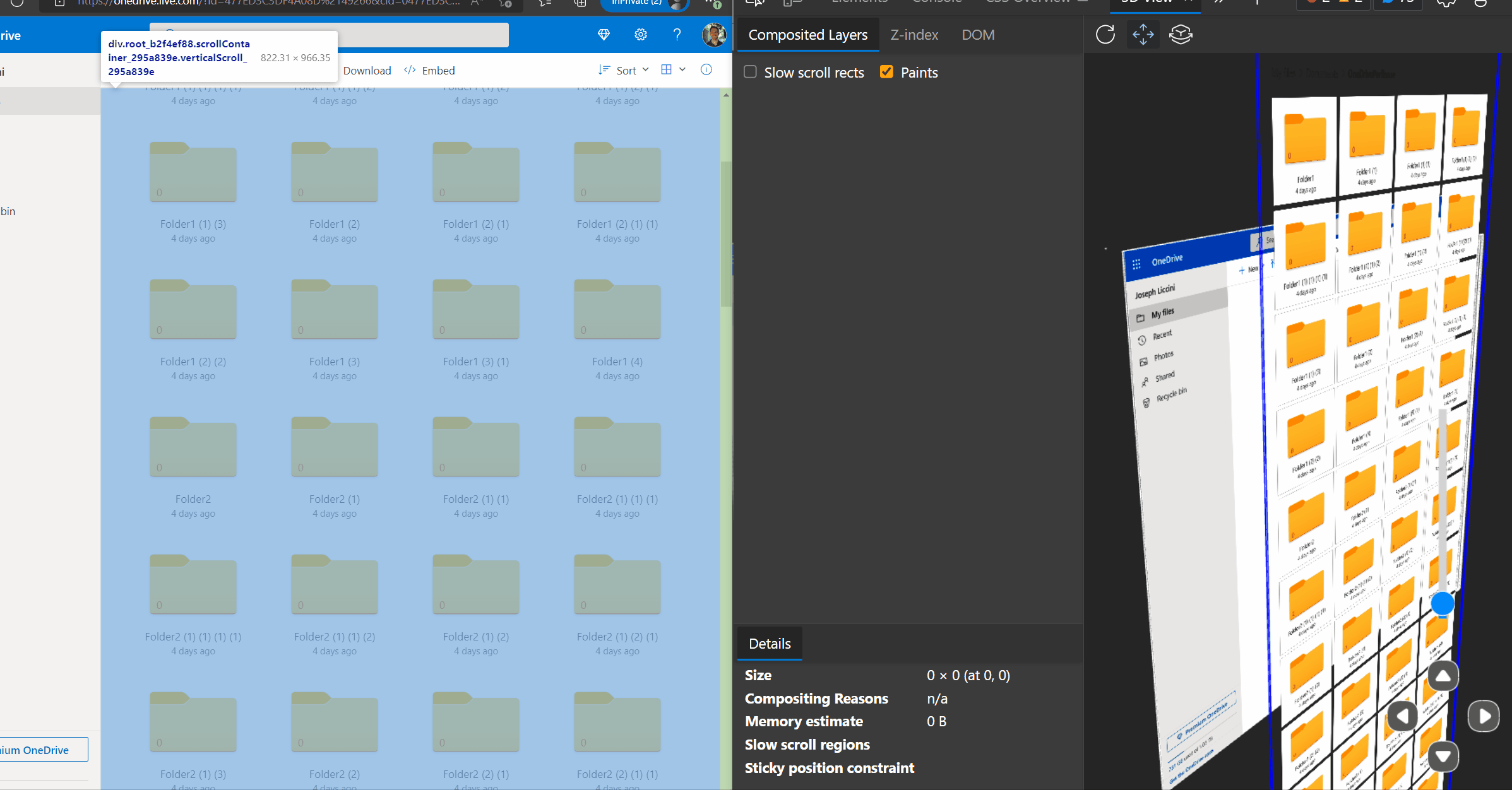 A recording of the DevTools 3D View showing the Layer transformation