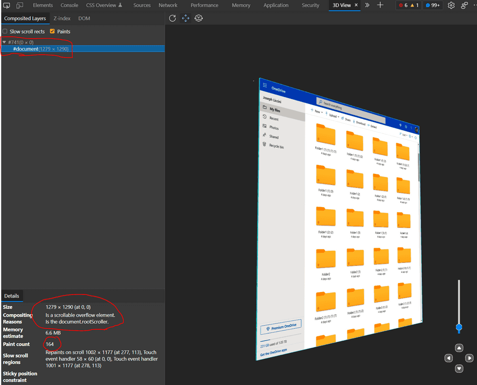 A screenshot of the OneDrive Layers in 3D View